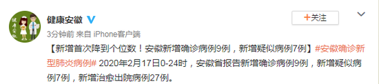 安徽新增确诊病例9例 新增疑似病例7例