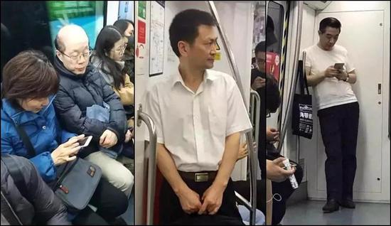 左起：刘结一章启月夫妇、戴建平、张召忠乘地铁