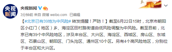 北京已有39地为中风险 转发提醒!严防!插图 北京已有39地为中风险 转发提醒!严防!插图