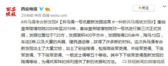 兵马俑一号坑最新发掘成果:新兵马俑被发现