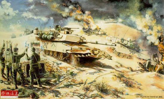 描绘海夫吉伊拉克“孤军”走投无路向美军投降的画作