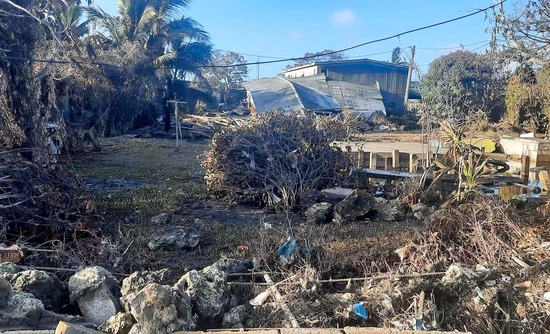 汤加首都努库阿洛法遭受海啸侵袭后的房屋。图/新华社