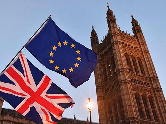 12月11日,支持留在欧盟的民众在伦敦议会大厦前举着欧盟旗帜(上)和