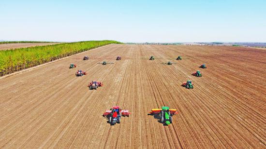 (韩冷 李鑫)11日,内蒙古自治区扎兰屯市大河湾农场进行机械化春耕