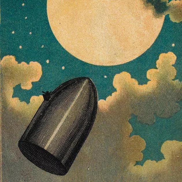 凡尔纳1865年的小说《从地球到月球》中的插图。来源：Heritage Image Partnership/Alamy