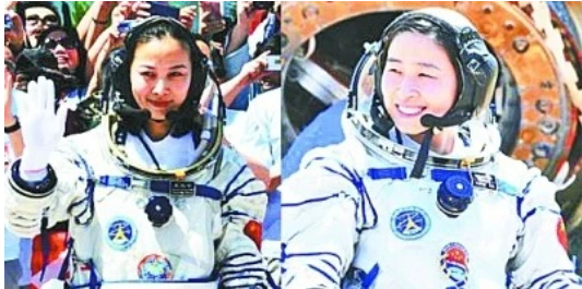 两位中国女航天员：王亚平（左）、刘洋（右）