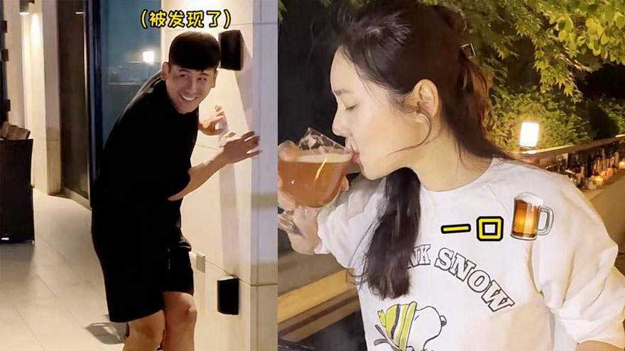 秋瓷炫阳台烧烤大口喝酒吃肉 和于晓光合唱情歌表白