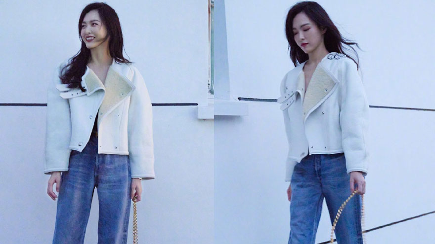 唐嫣晒初秋随拍美照！风中露甜笑温柔迷人长腿吸睛