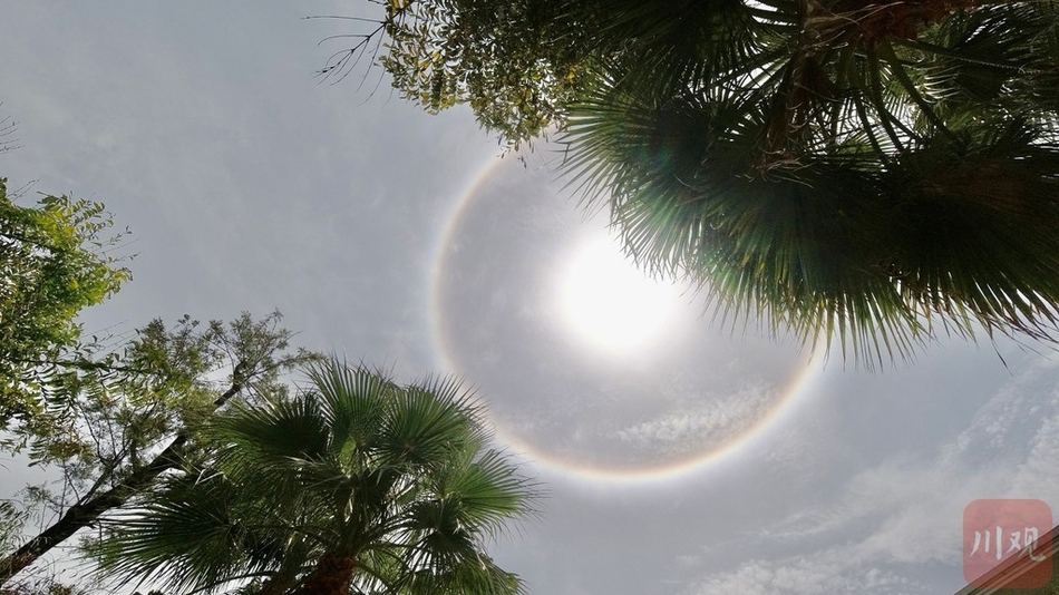 美翻了!西昌上空出现日晕奇观 太阳似戴七彩花环_高清图集_新浪网