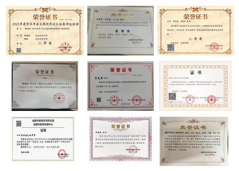 部分荣誉证书