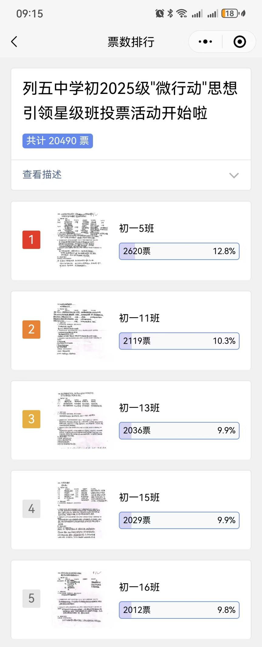 部分投票结果展示