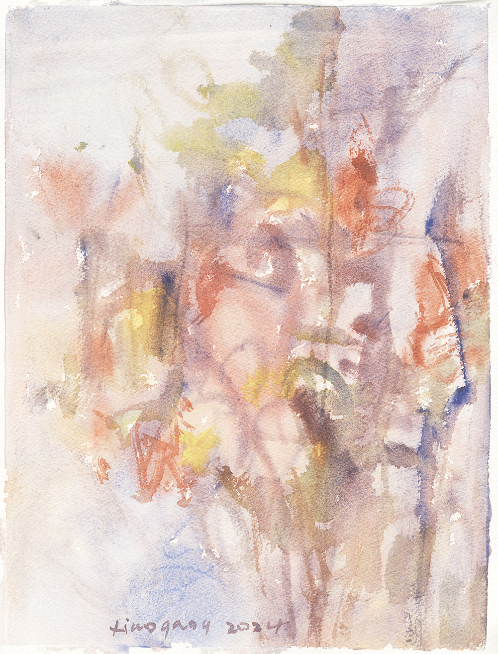 《丹砂》30x40cm 纸本水彩 2024年