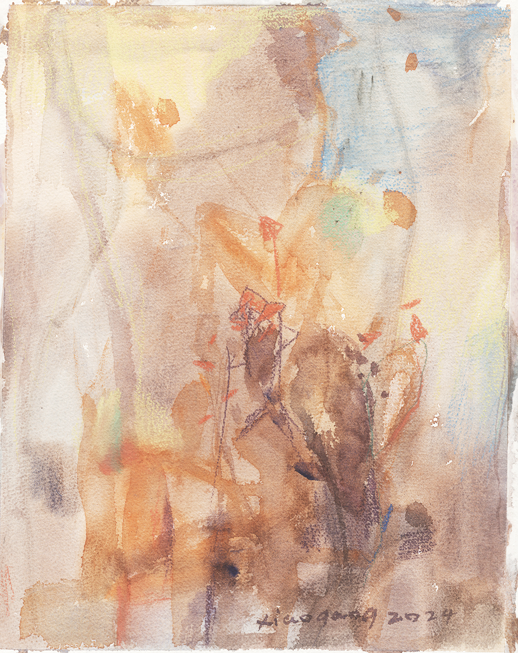 《绯蕊》30x40cm 纸本水彩2024年