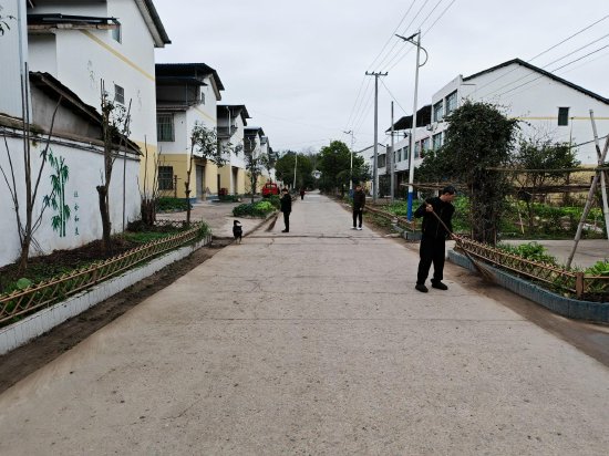 绿水村村民清理道路两旁垃圾-官父元