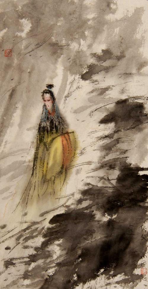 《山鬼》作于1995年五年前,傅小石与夫人王汝瑜一起受邀去北京参加