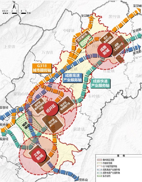 雅州新区总体空间格局规划图。图据雅安市人民政府网站。