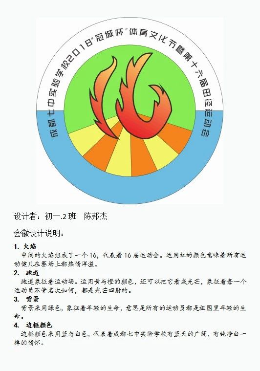 成都七中实验学校2018冠城杯体育文化节会徽征集投票正在进行时