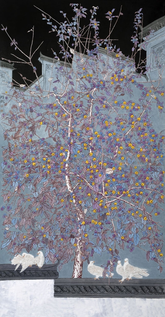 陈巧微《和平佳园》,中国画,200cm 100cm
