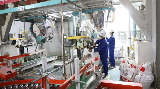 达州禾丰，工人们正在进行打包封装作业