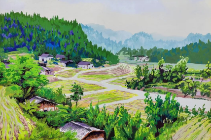 《射洪田园写生》谭小军 50cm x 36cm 水粉