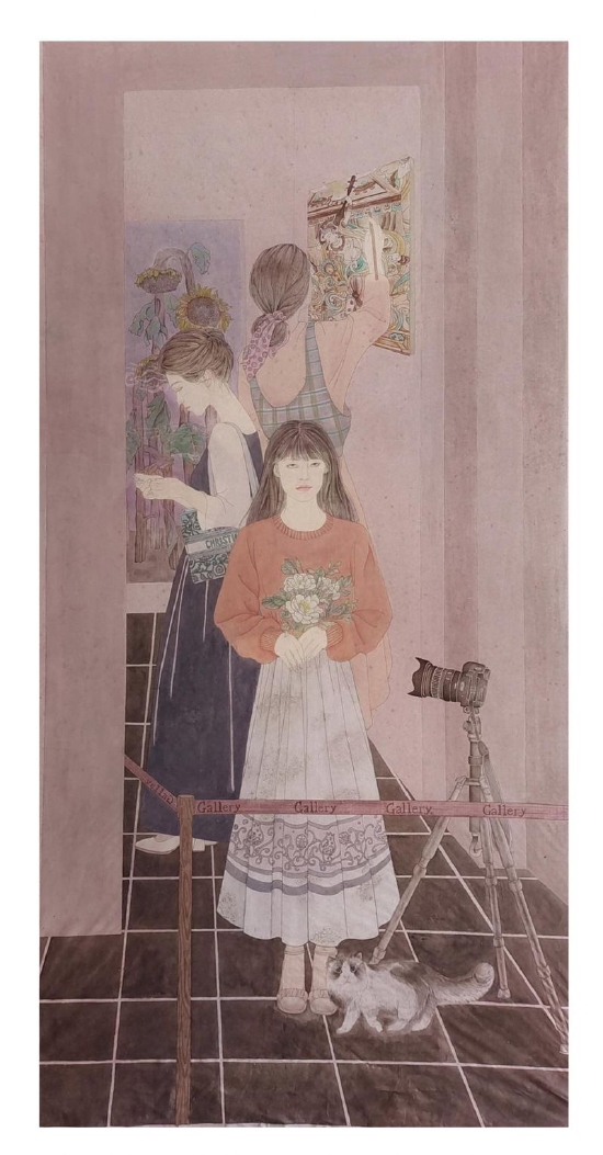 《韶华》 李欣玥  2018级美术学专业 200cmx100cm 国画  指导教师:刘