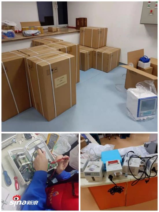 医工科工作人员紧急维修输液泵、全院调配营养泵到ICU、加班加点安装新到货呼吸机并安装送往科室