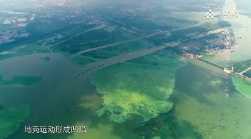航拍一碧万顷的微山湖