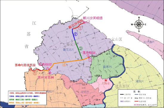 吴淞江工程（上海段）总体布局图。 来源：上海市水务局