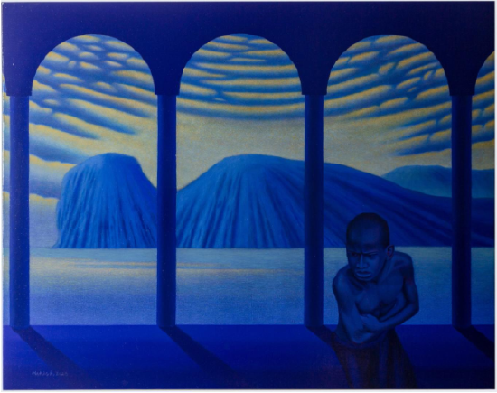 At the Edge of Eternity, Painting, Oil on canvas Artwork by Mahesh Singh