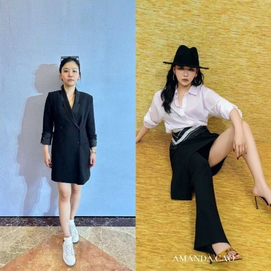 素人变装前（左图）后（右图）对比