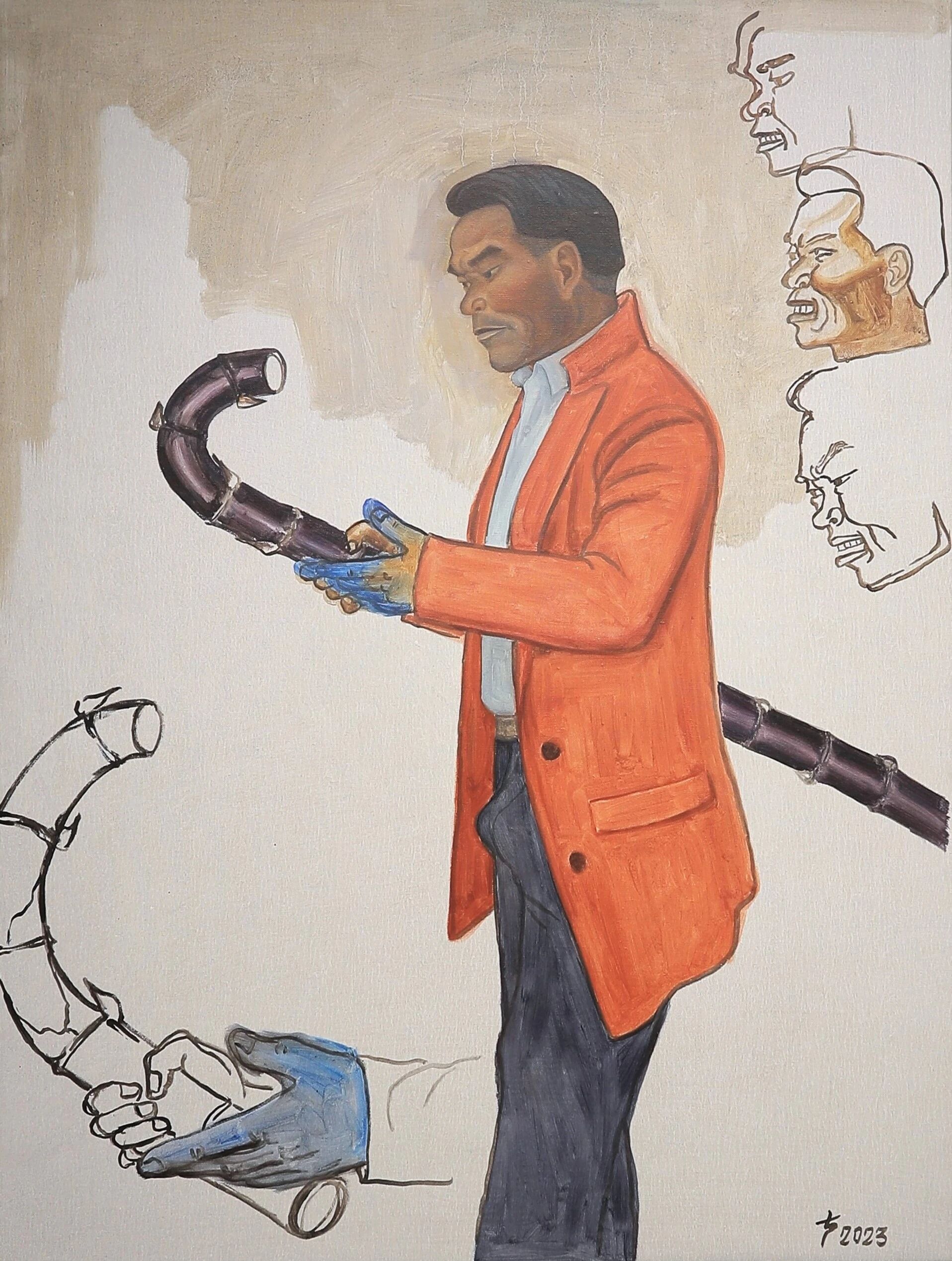 刘声 （湛江），一碌蔗，2023100×75 cm，布面油画