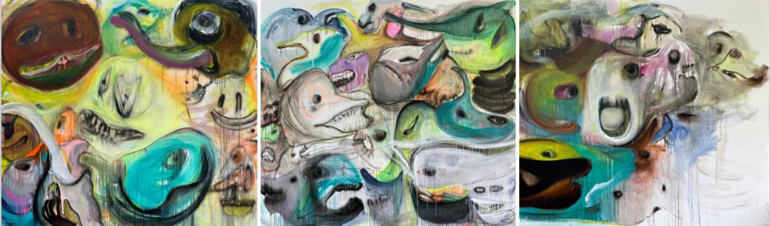 蒋小余 《漂亮的梦No.1-3》 布面丙烯 180 × 200 cm * 3 2022