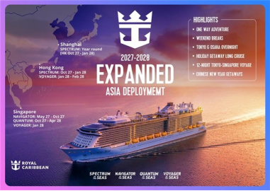 2027-2028航季皇家加勒比将在亚洲市场部署四艘游轮