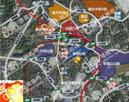 标黄处为重庆华侨城竞得地块示意 来源:铭腾机构