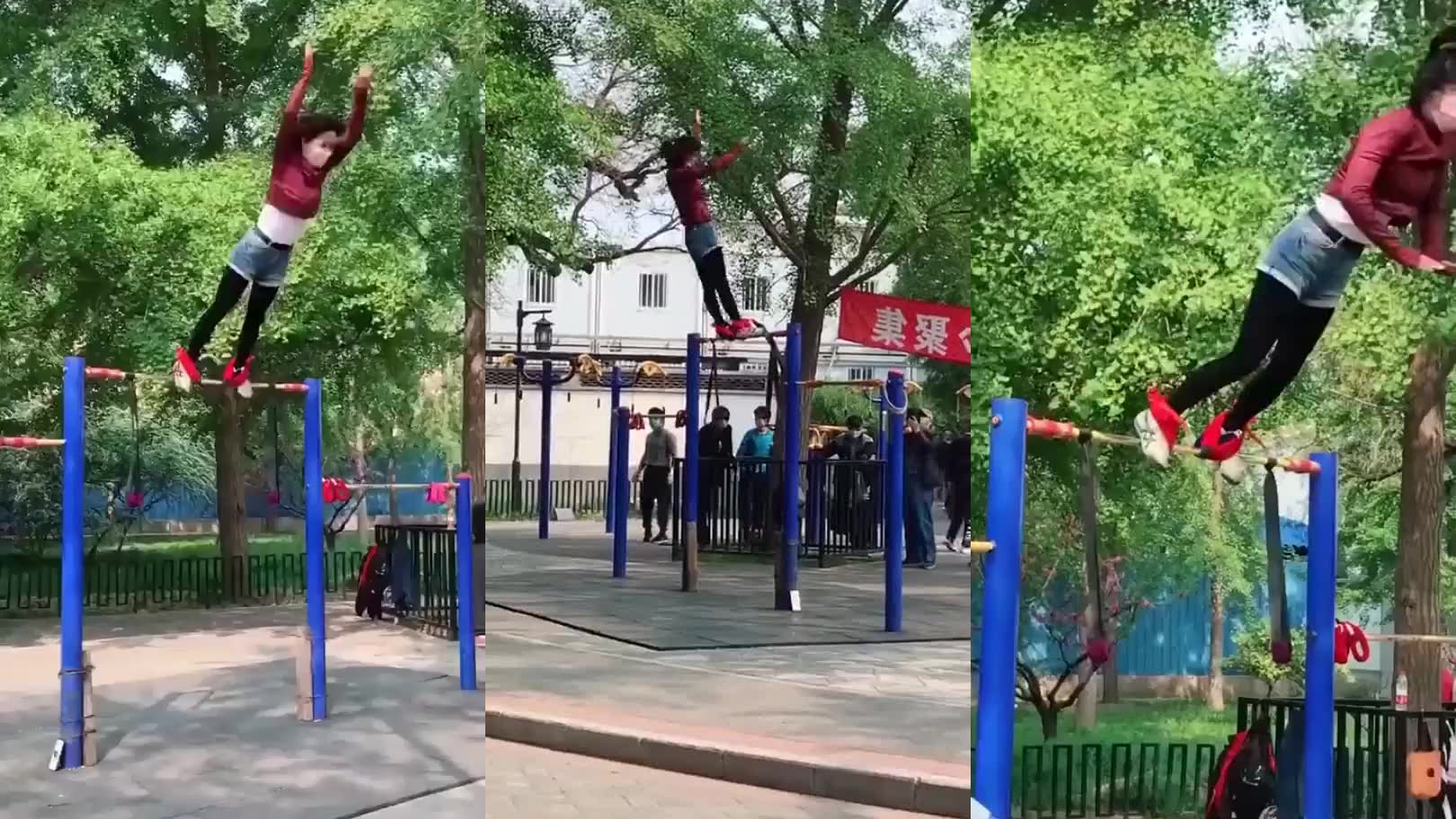 单杠hold不住的旋转