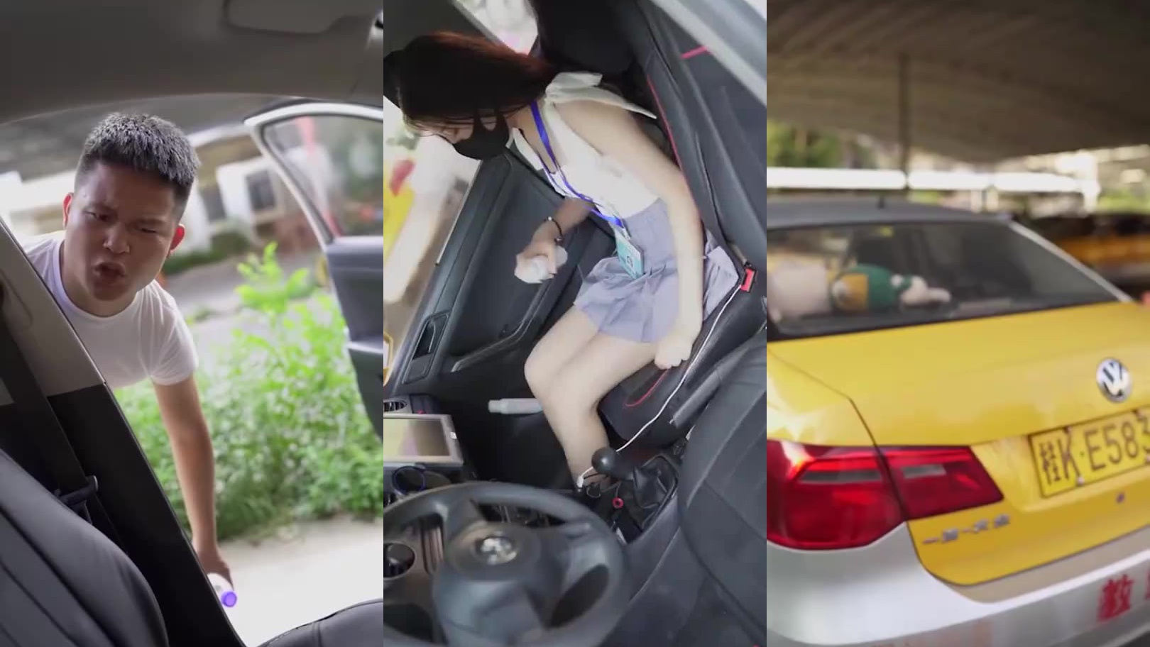 美女驾校练车,教练问晚上开什么灯,女学员直接打开手电筒