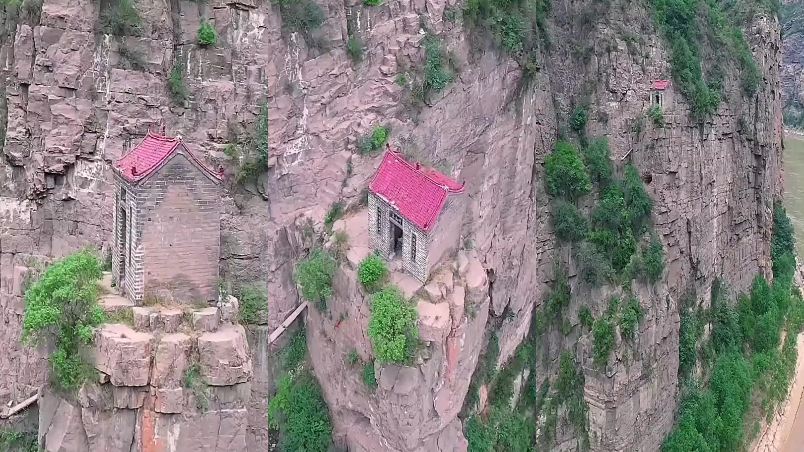 黄河岸边惊现高山峭壁小屋,这哥们是真敢设计