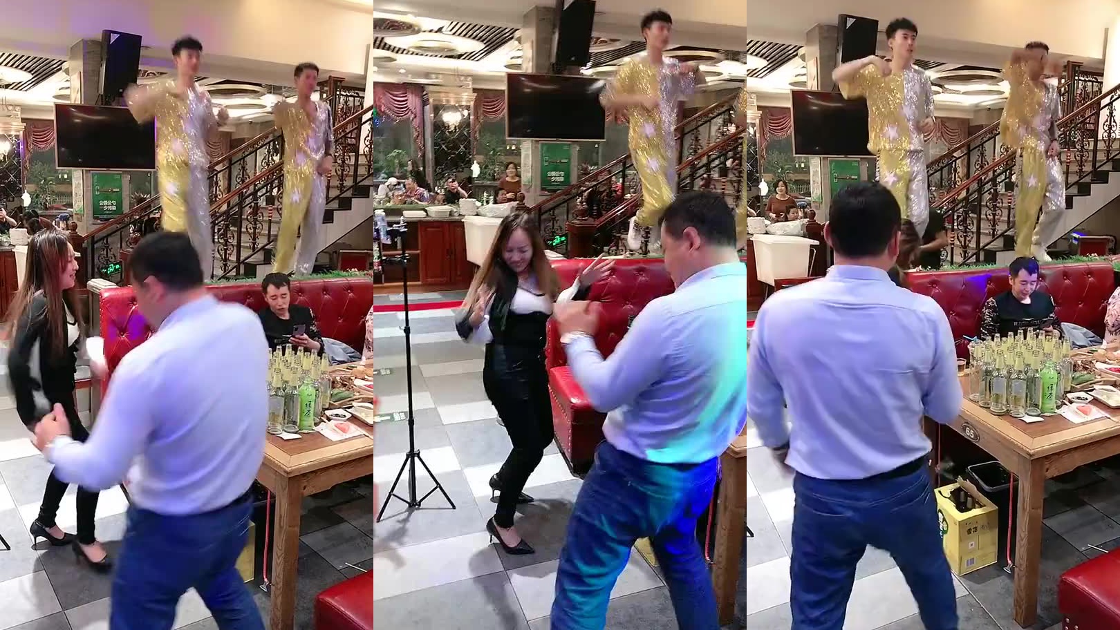 来哈尔滨金刚山烧烤店就是刺激吧,看看客人都跳起来了