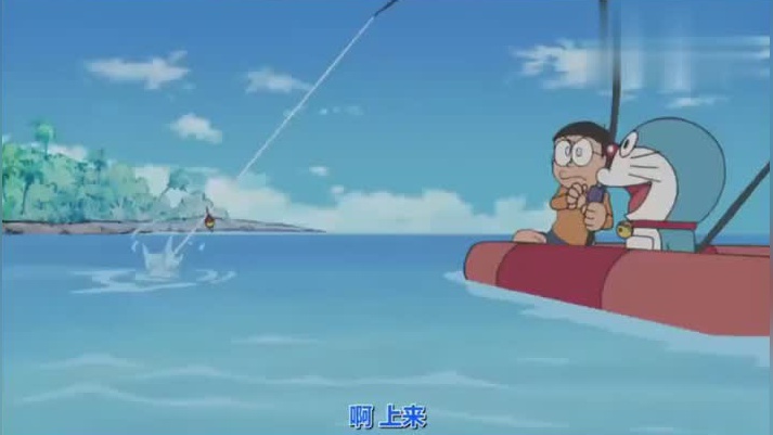 哆啦a梦:大雄在海阿钓鱼,折腾了老半天,最后啥也没捞着!