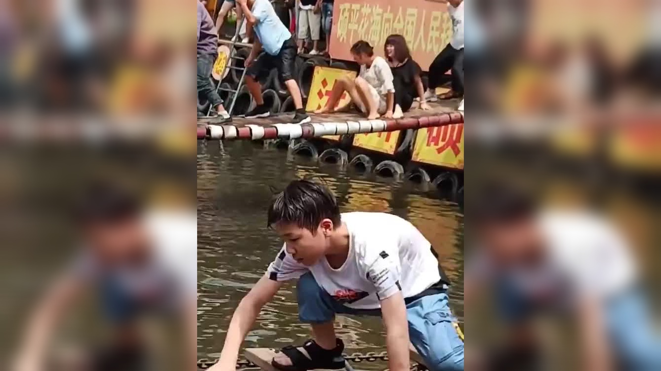 摇啊笑啊桥:大叔落水姿势太奇葩,承包了我一整天的笑点!太逗