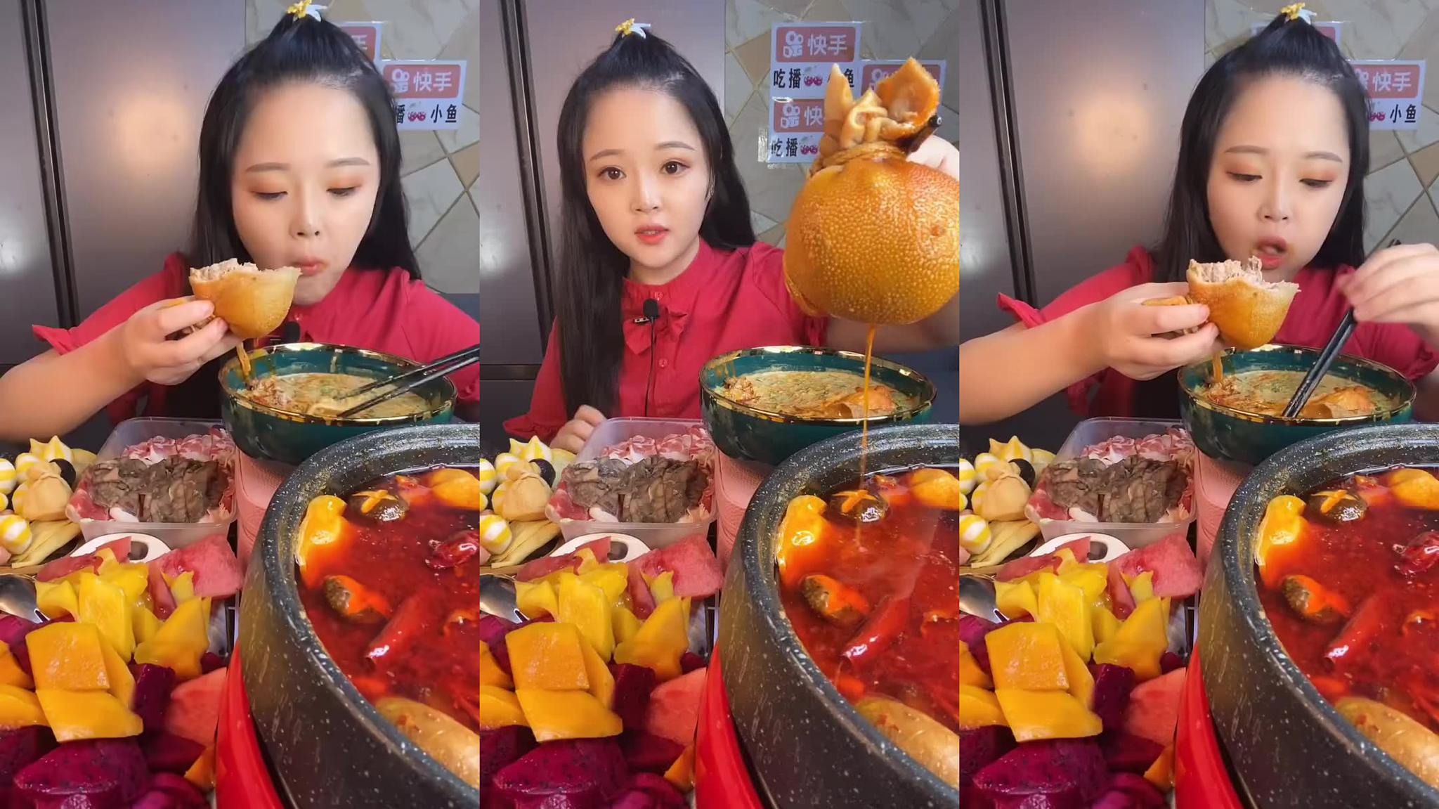 妹子试吃"羊肚包羊脑",里面全是羊脑,咬一口都要爆浆了!