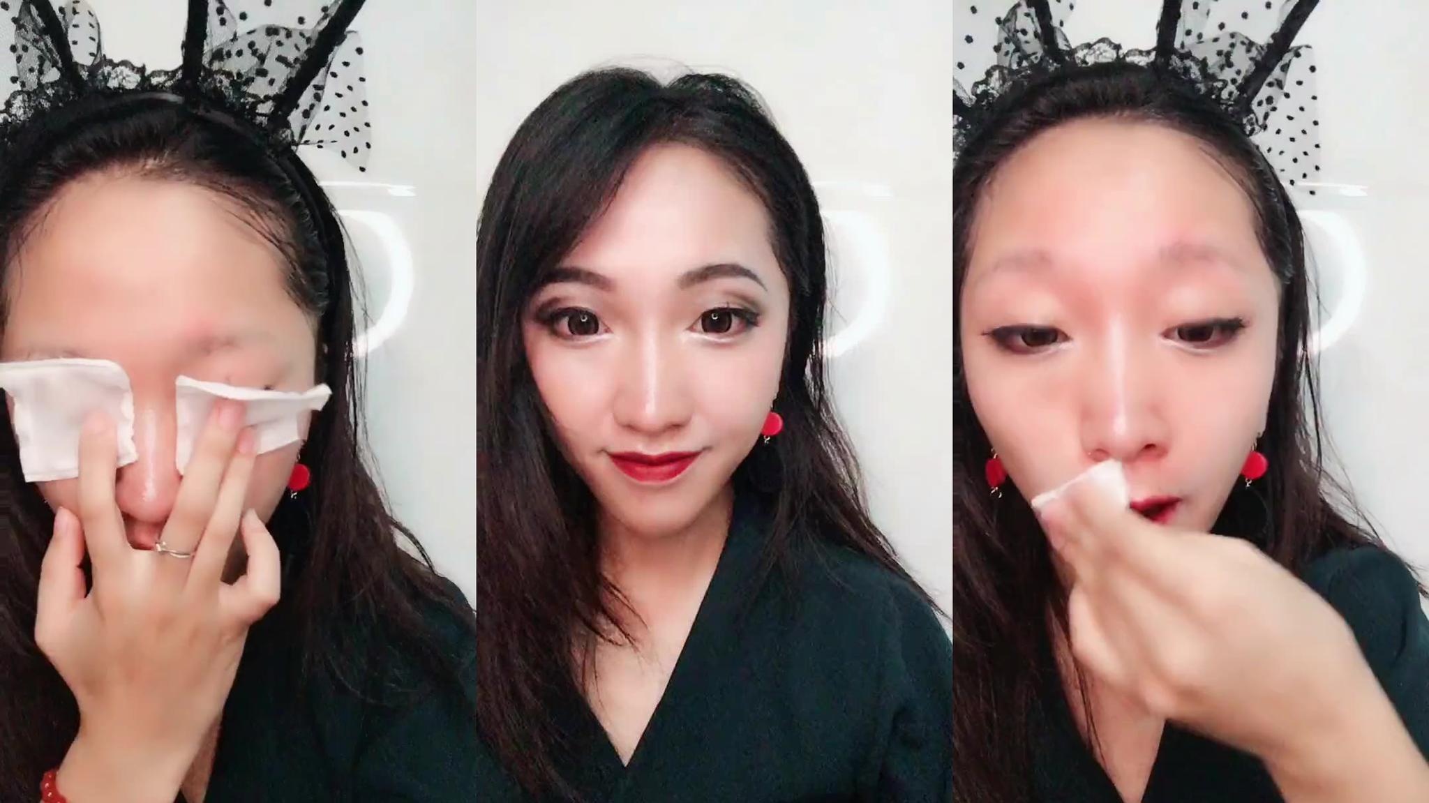 网红小姐姐当场卸妆卸完妆以后竟然是这个模样