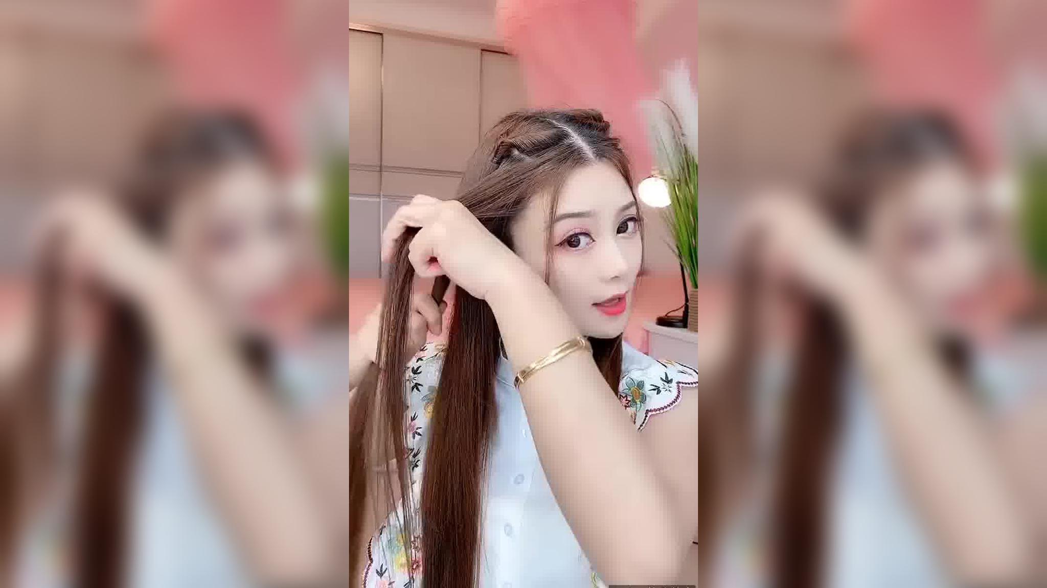 angelababy同款编发,手不累发型,简单的不得了!