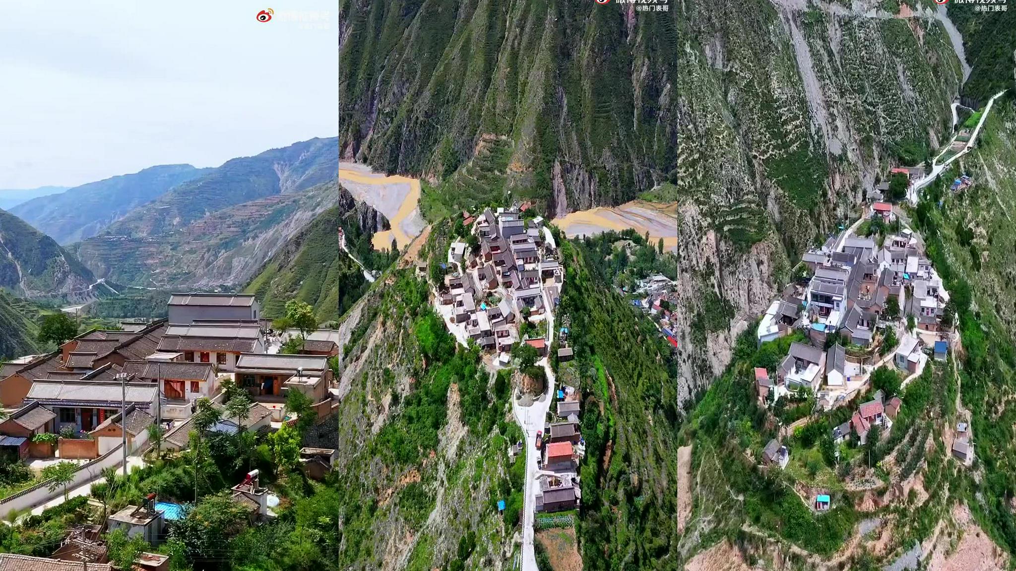 甘肃朱雀村,大山之颠,周围悬崖峭壁,出门就是风景