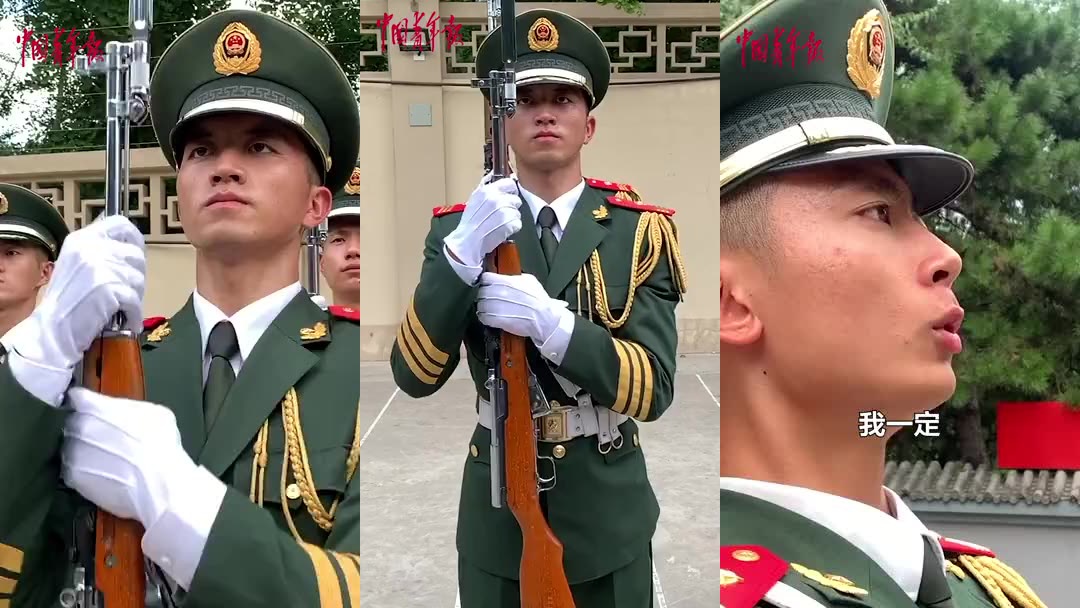 三军仪仗队下礼宾枪的动作,是这么的整齐且有气势!