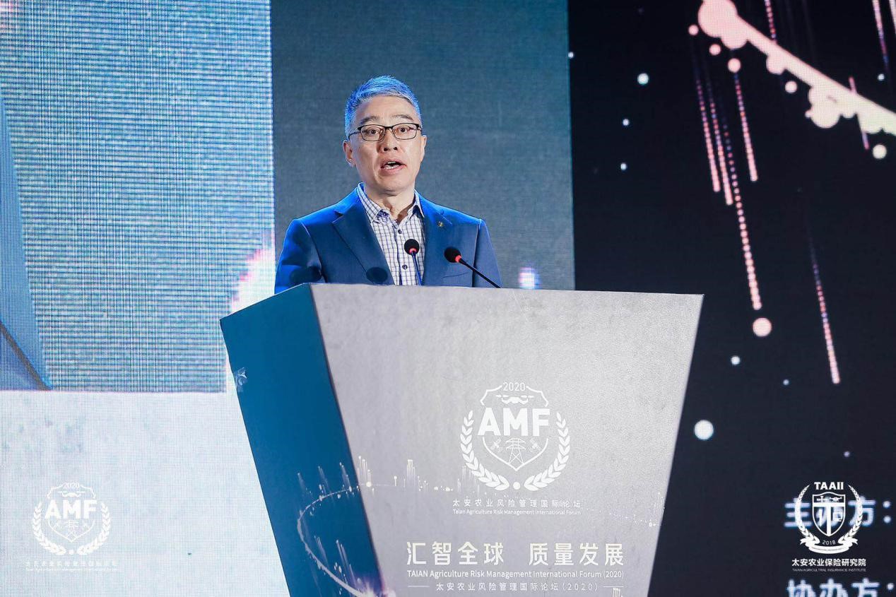 图说:太安农险研究院理事长,中国太保产险董事长顾越 发表致辞