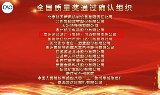 习酒公司通过全国质量奖获奖三年后复评确认