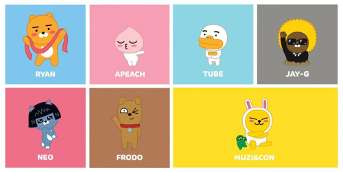 kakao家族的八位成员kakao friends诞生于2012年,是以韩国最热门的