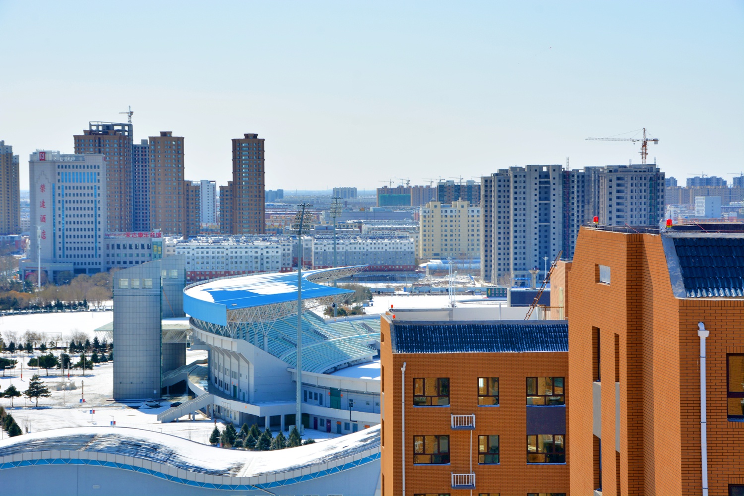 俯瞰通辽市奥体中心,原创拍摄