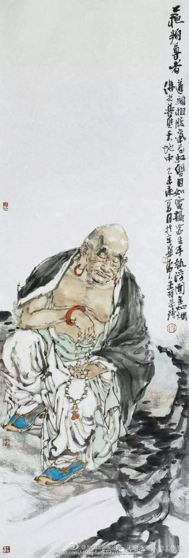 王珂十八罗汉中国画写意人物欣赏